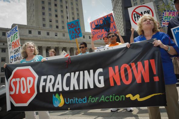 Eine Anti-Fracking-Demo in New York.