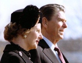 Die britische Premierministerin Margaret Thatcher mit Amtskollegen Ronald Reagan