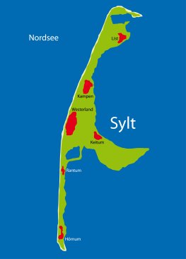 Die Insel Sylt: Landkarte von der Insel Sylt