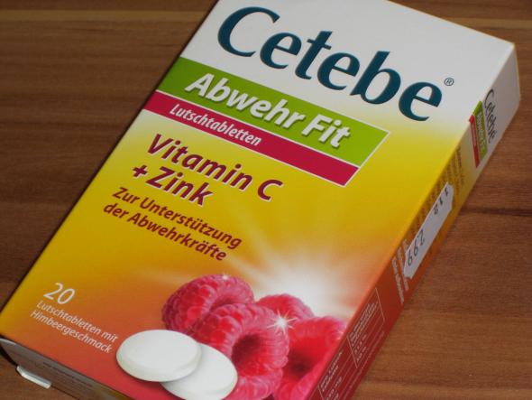 Eine Schachtel Cetebe Abwehr Fit - Vitamin C + Zink